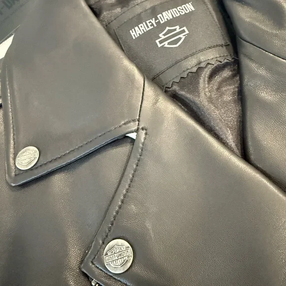 NWT Harley-Davidson Women's Black Leather Biker Vest - Picture 2 of 4